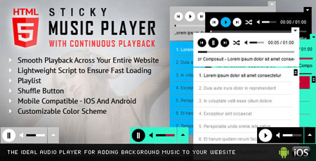 اجرای موسیقی آنلاین در وب سایت با Sticky HTML5 Music Player نسخه 1.6